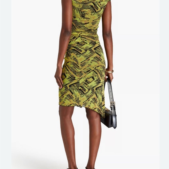 Diane Von Furstenberg Livonia bamboo Chartreuse dress S - Picture 3 of 9